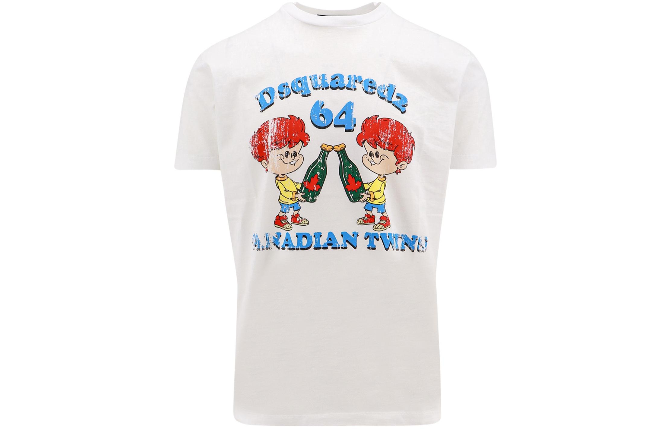 DSQUARED2 Cartoon Letter Print Short-Sleeve T-Shirt White S71GD1396S23009-100