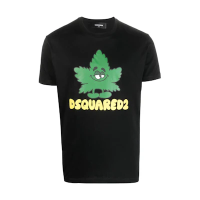 DSQUARED2 Cartoon Maple Leaf Logo Black Crewneck T-Shirt Men. S71GD1279S23009-900