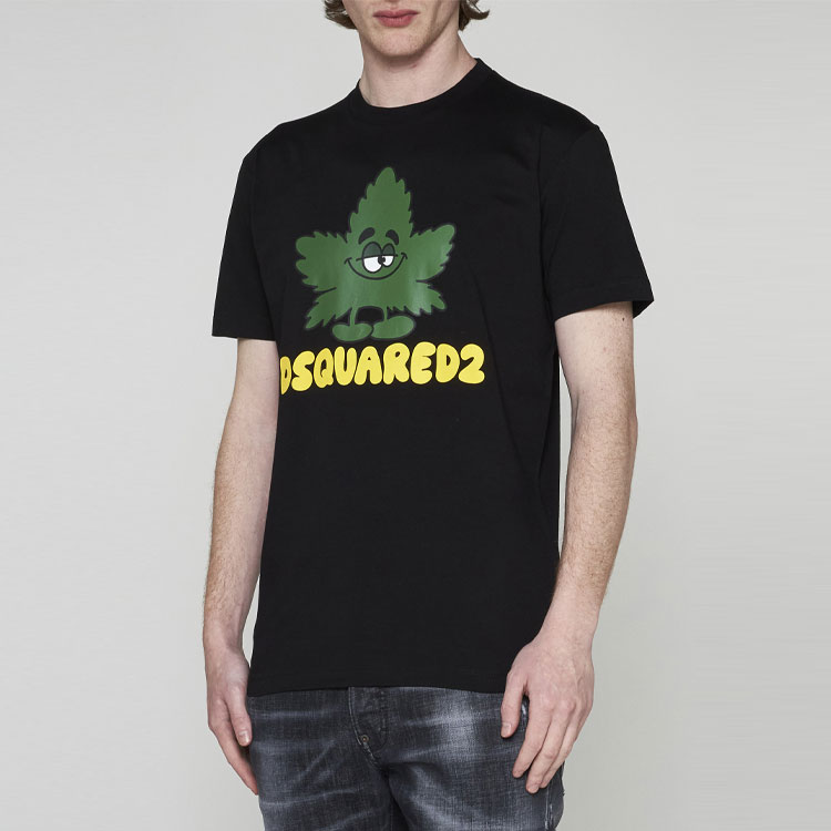 Purchase DSQUARED2 男士卡通枫叶标志黑色圆领T恤. S71GD1279S23009-900