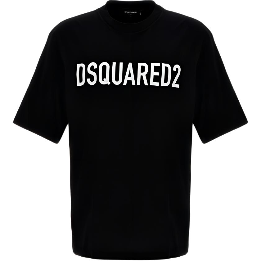 DSQUARED2 Colorblock Logo Print Crewneck  T-Shirt Black. S74GD1197D20004-900