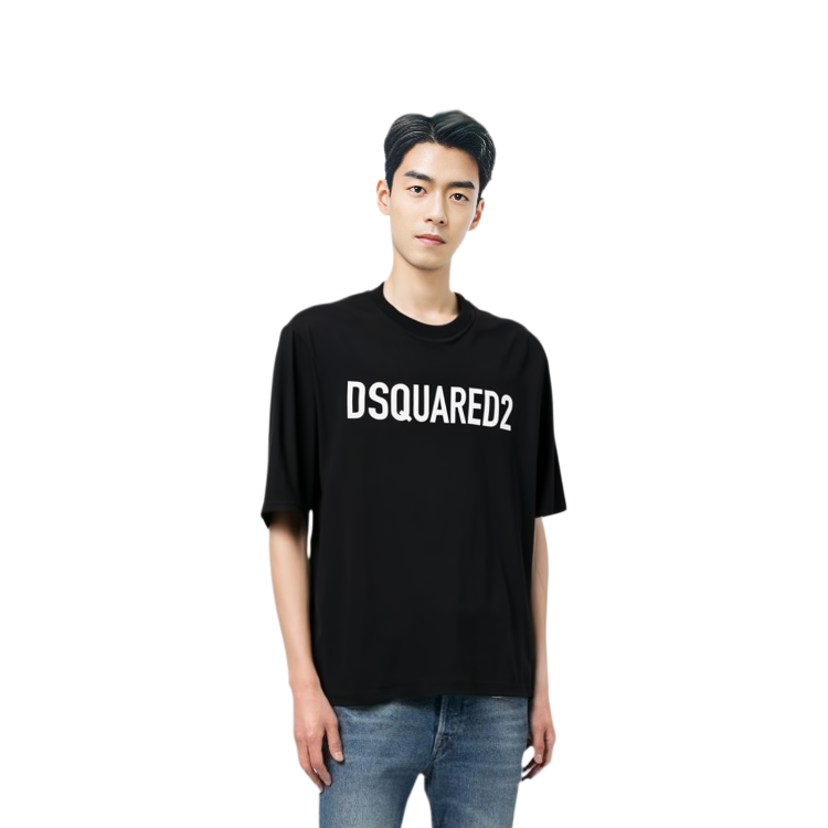 Purchase DSQUARED2 黑色拼接 logo 印花圓領T恤 S74GD1197D20004-900