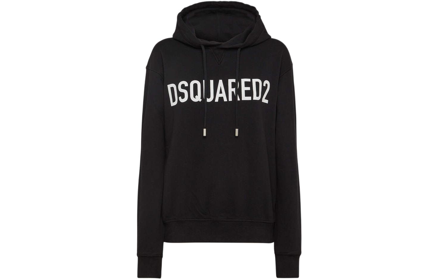 DSQUARED2 Cool Fit Hoodie Black Mens Letter Print Pullover Sweatshirt. S74GU0664D25002-900