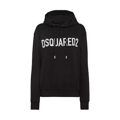 DSQUARED2 Cool Fit Hoodie Black Mens Letter Print Pullover Sweatshirt. S74GU0664D25002-900