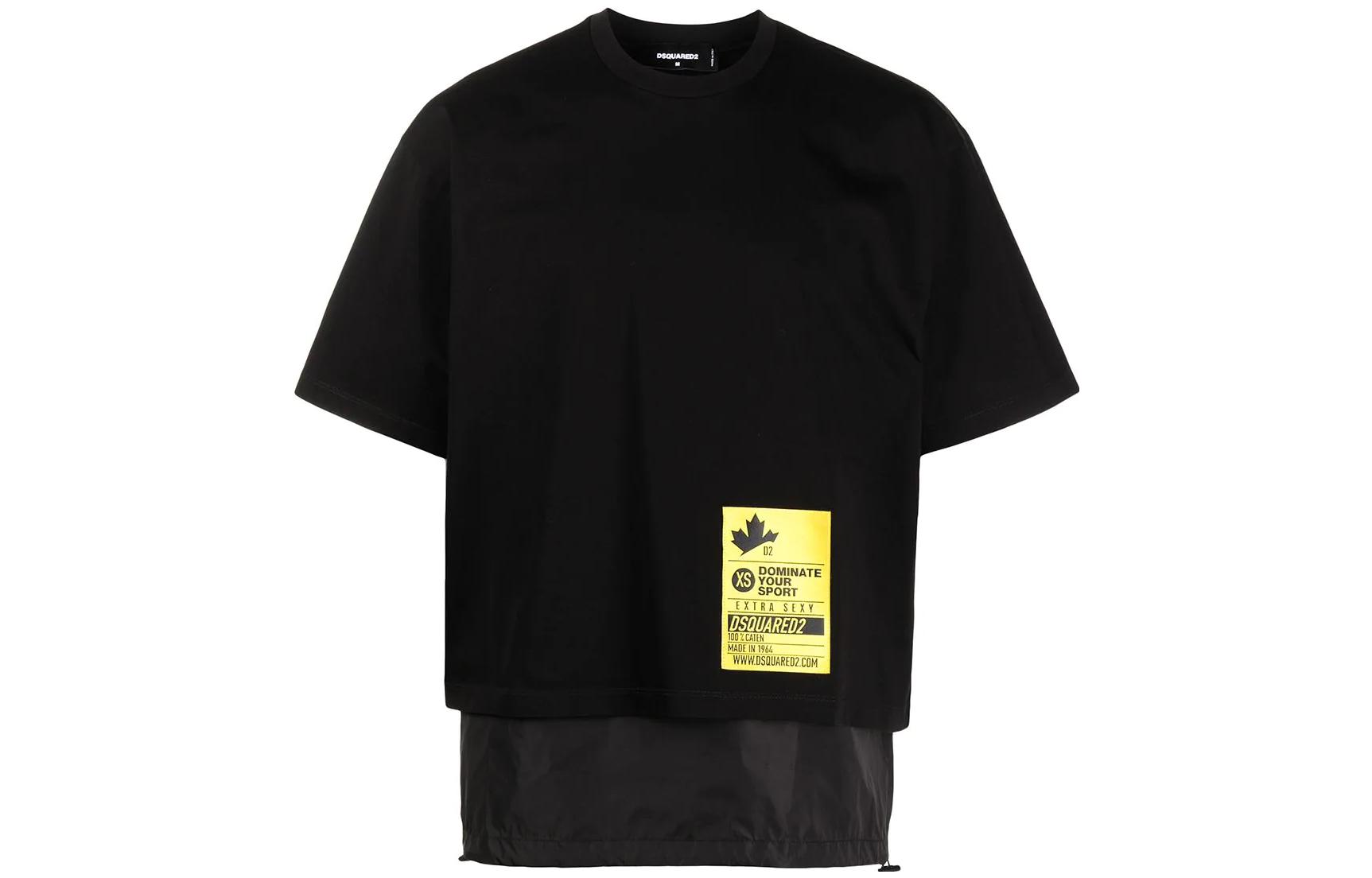 Order DSQUARED2可拆标志贴短袖圆领男士T恤 S74GD0778S23009-900