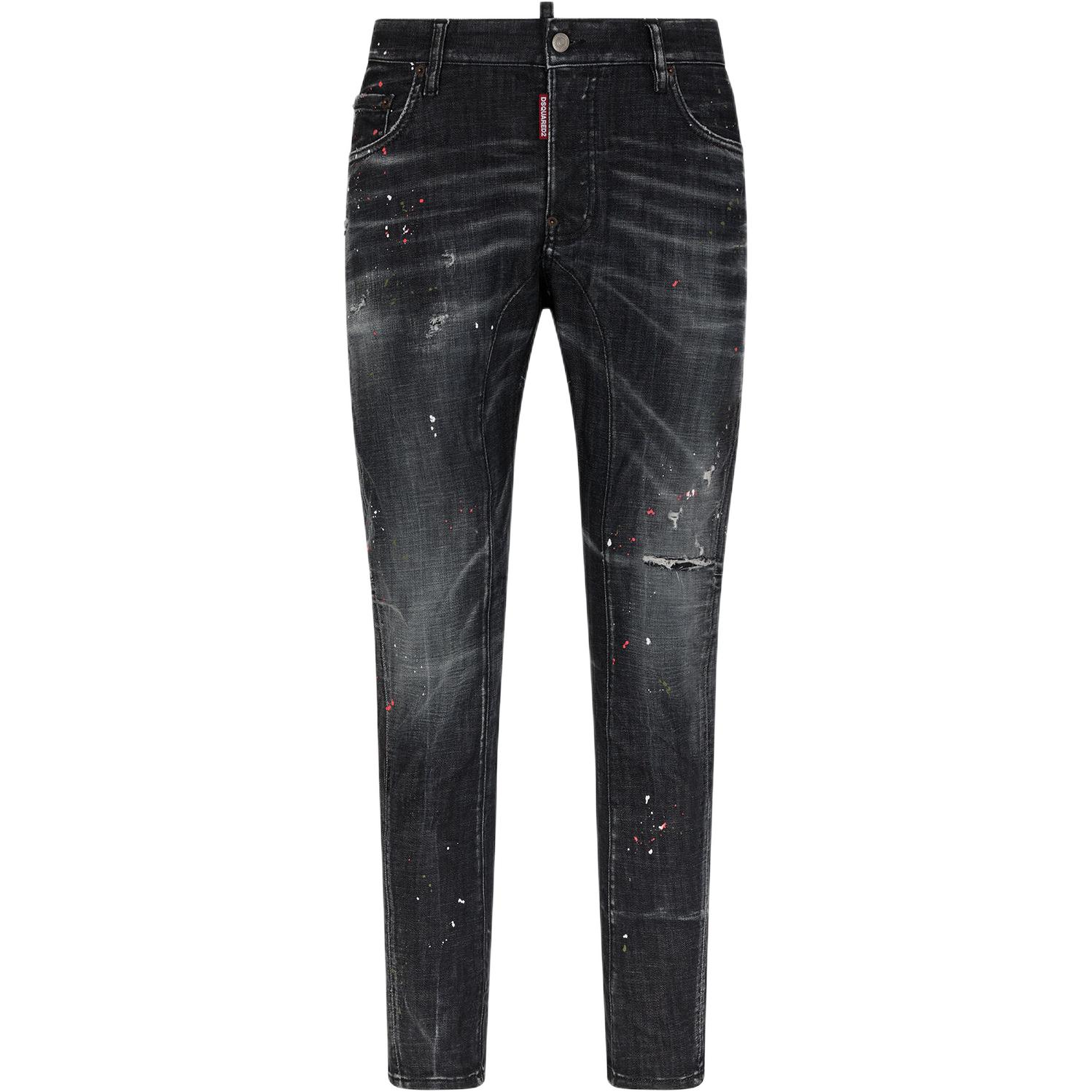 DSQUARED2 Distressed Button-Fly Slim Jeans SS24  Black Denim. S71LB1381S30357-900