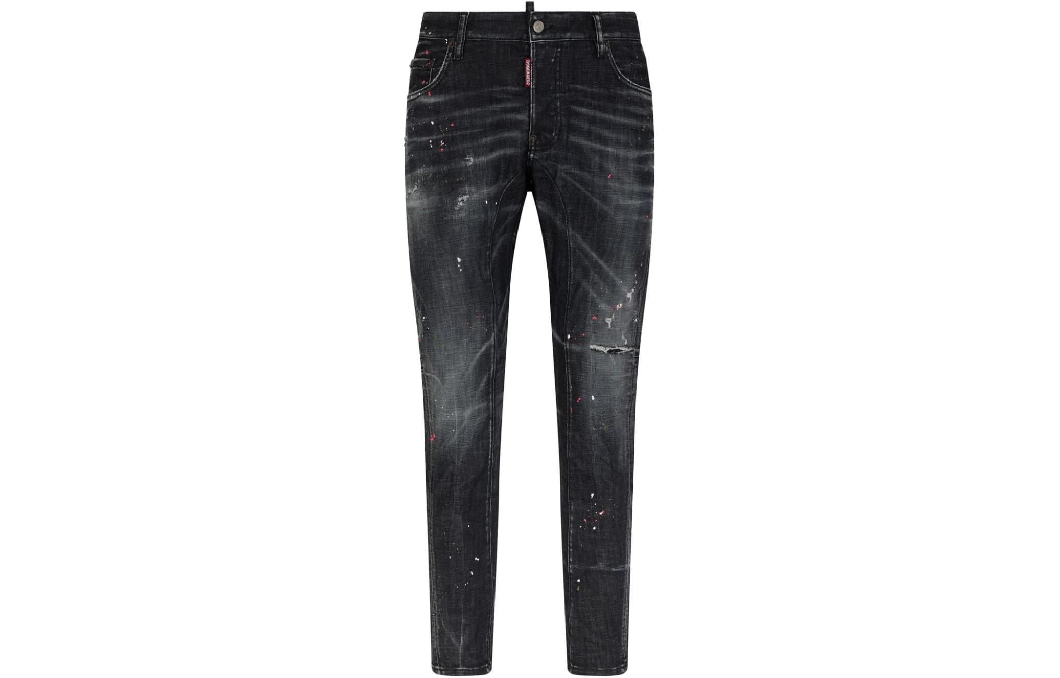 DSQUARED2 Distressed Button-Fly Slim Jeans SS24  Black Denim. S71LB1381S30357-900 圖 2