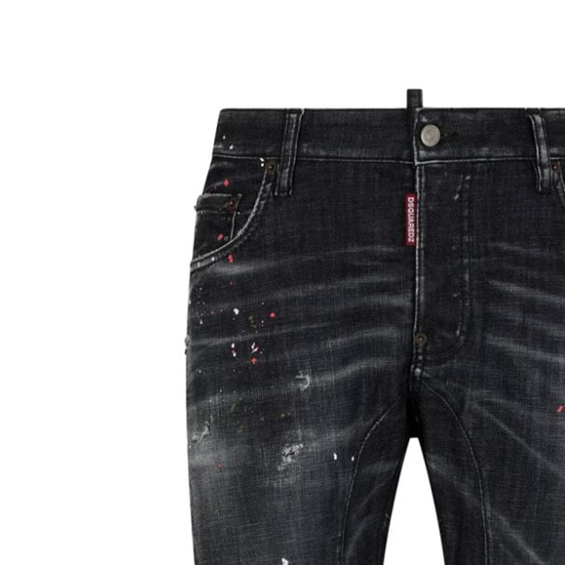 DSQUARED2 Distressed Button-Fly Slim Jeans SS24  Black Denim. S71LB1381S30357-900 圖 4