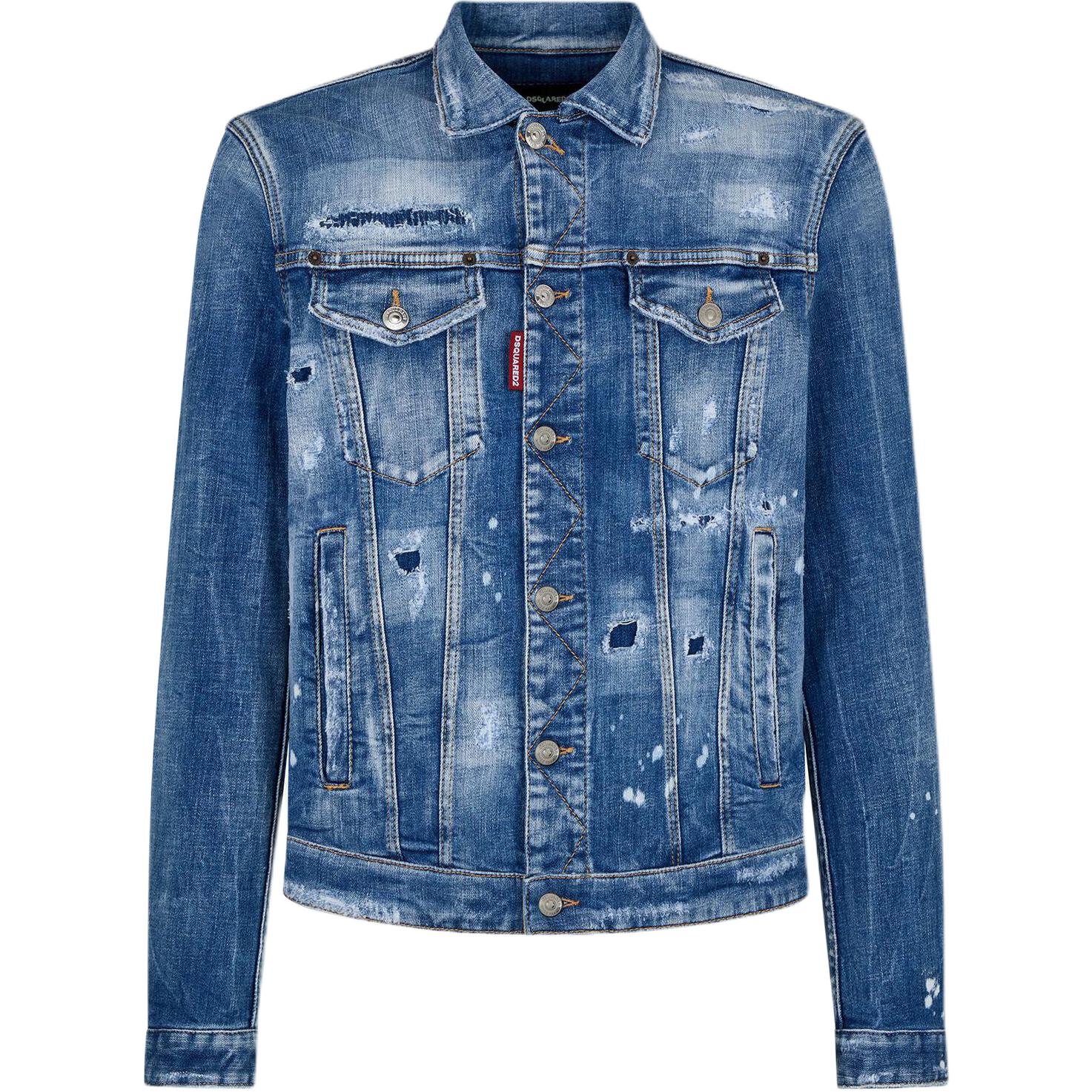 DSQUARED2 Distressed Button-Up Denim Jacket Navy Blue -  Casual Wear S74AM1468S30872-470