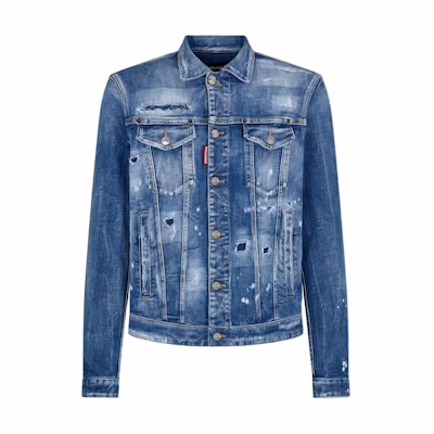 DSQUARED2 Distressed Button-Up Denim Jacket Navy Blue - Casual Wear S74AM1468S30872-470