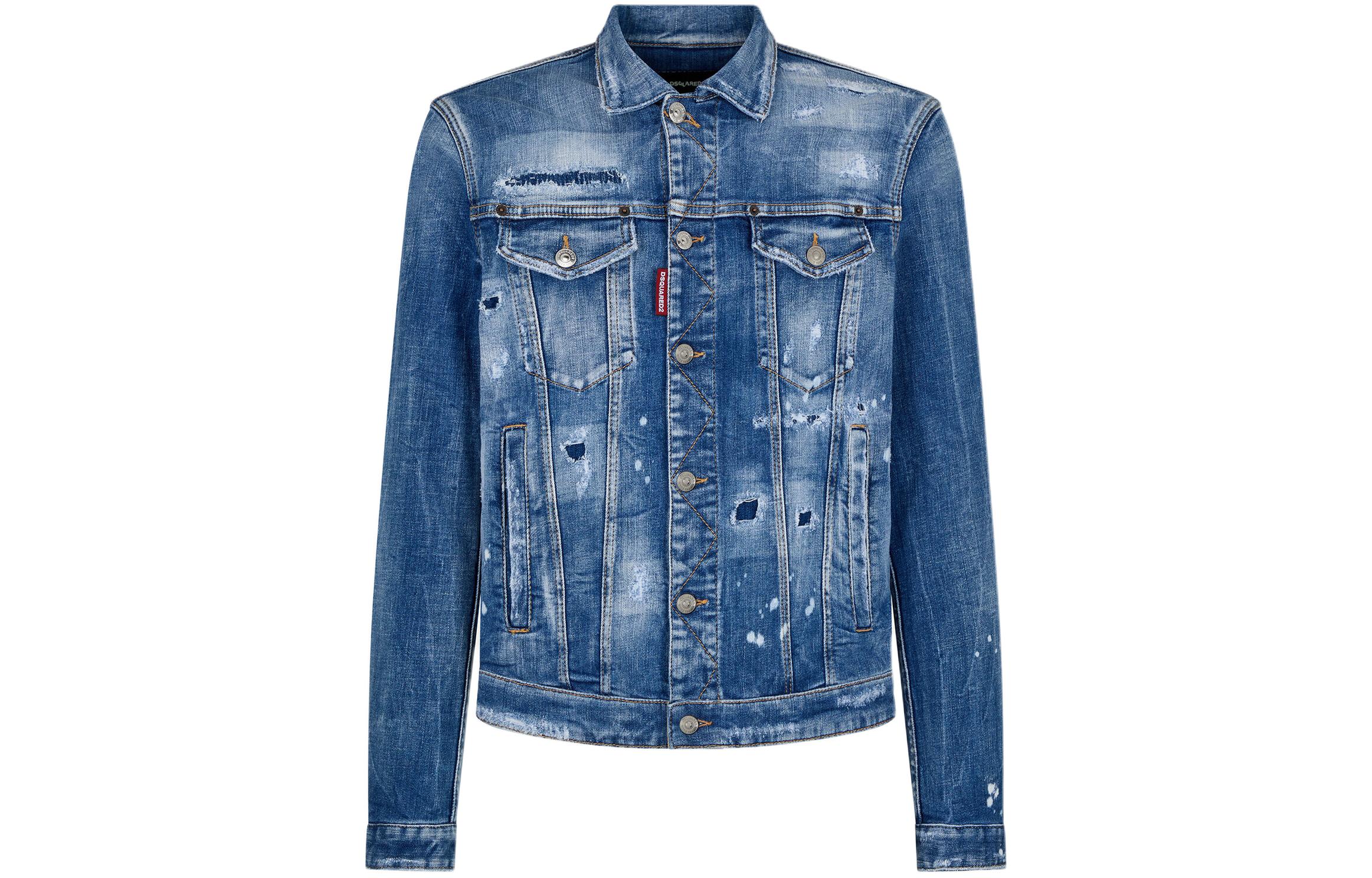 DSQUARED2 Distressed Button-Up Denim Jacket Navy Blue -  Casual Wear S74AM1468S30872-470 圖 2
