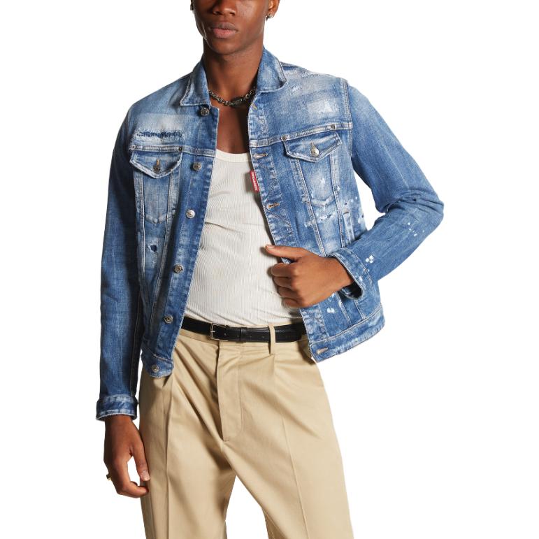 DSQUARED2 Distressed Button-Up Denim Jacket Navy Blue -  Casual Wear S74AM1468S30872-470 圖 4