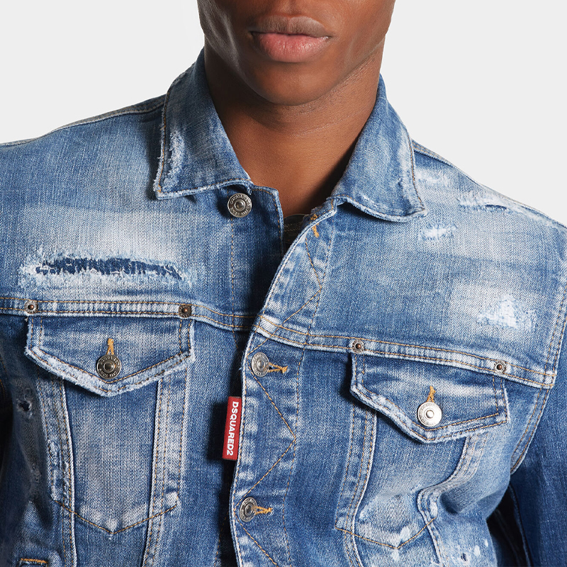 DSQUARED2 Distressed Button-Up Denim Jacket Navy Blue -  Casual Wear S74AM1468S30872-470 圖 6