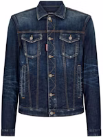 DSQUARED2 Distressed Denim Button-Up Jacket Indigo SS24. S74AM1470S30342-470 DSQUARED2 Distressed Denim Button-Up Jacket Indigo SS24. S74AM1470S30342-470