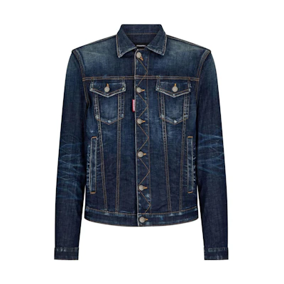 DSQUARED2 Distressed Denim Button-Up Jacket Indigo SS24. S74AM1470S30342-470