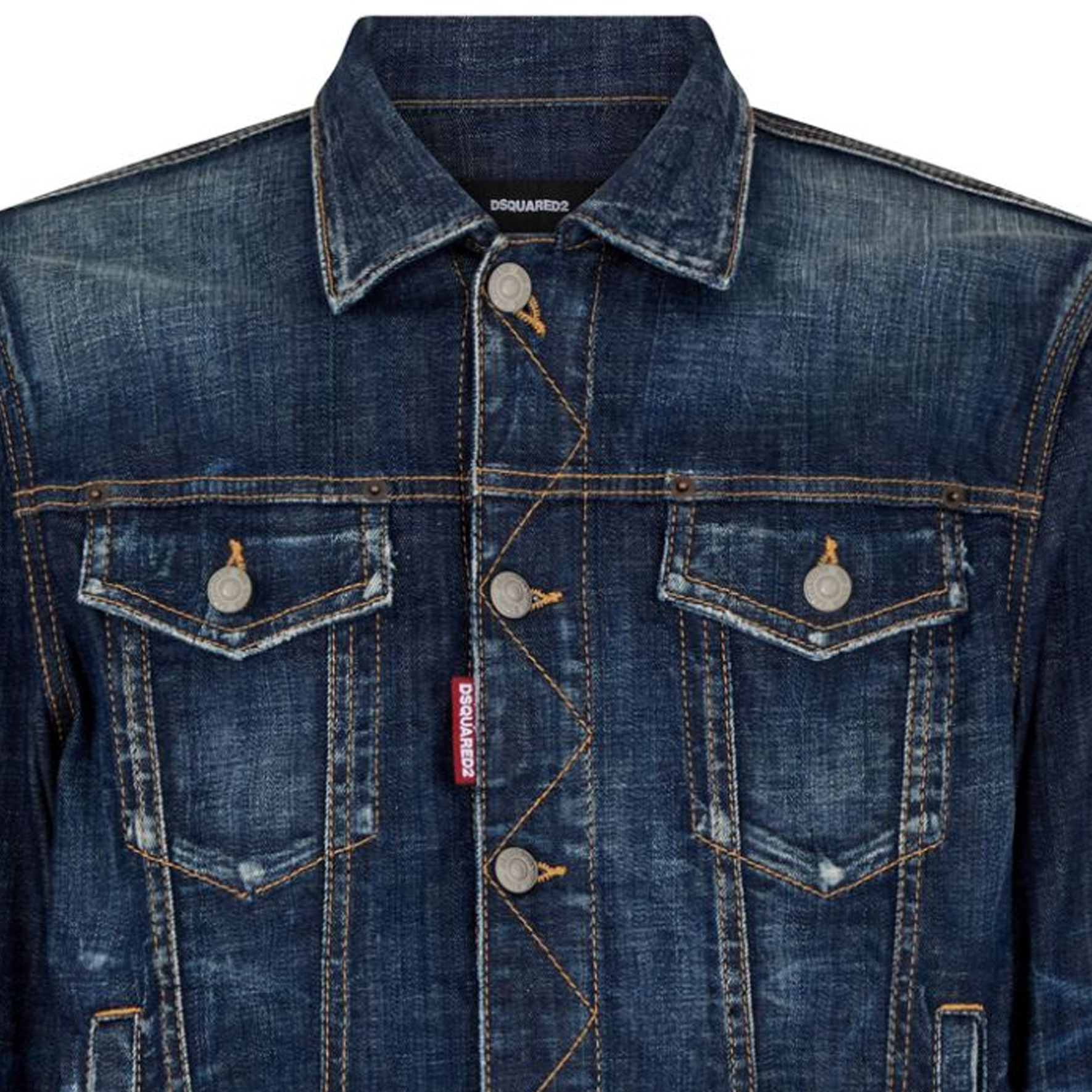 Shop Chaqueta Vaquera Azul Indigo DSQUARED2 Desgastada con Botones SS24. S74AM1470S30342-470