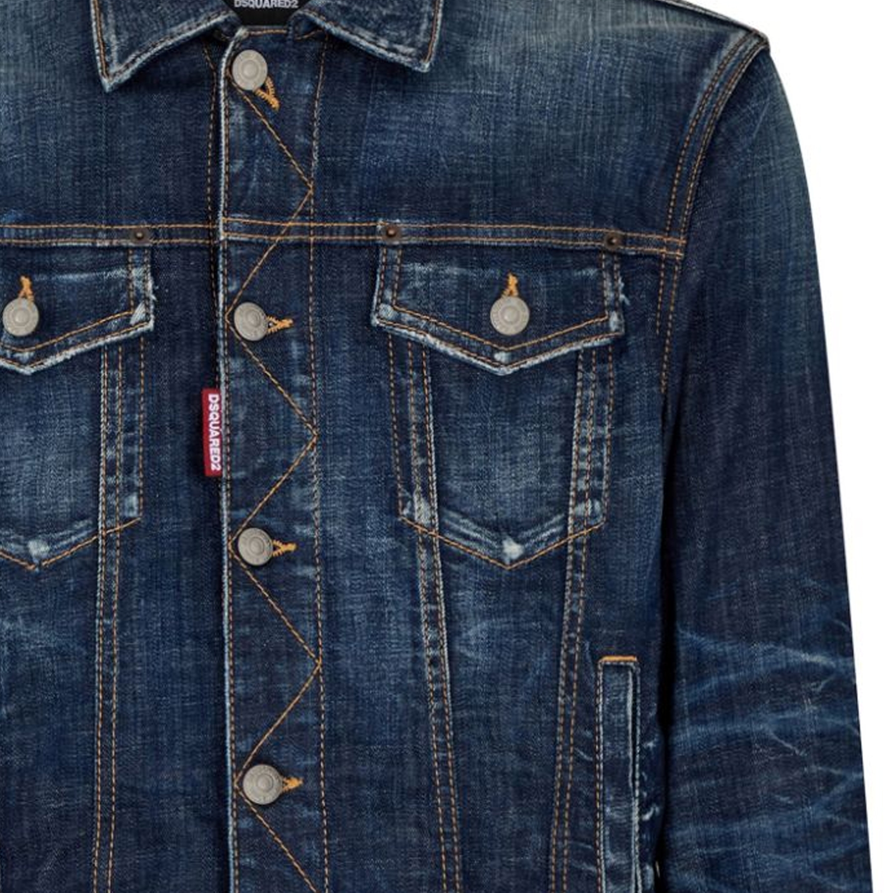 Purchase Chaqueta Vaquera Azul Indigo DSQUARED2 Desgastada con Botones SS24. S74AM1470S30342-470