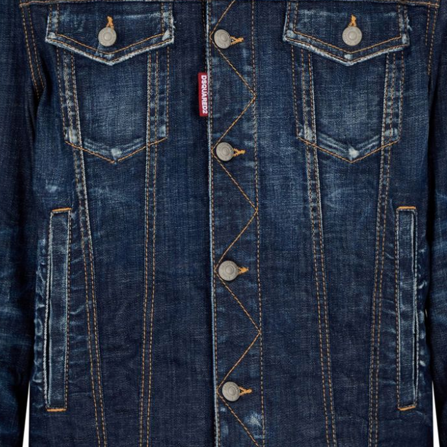 Details for Chaqueta Vaquera Azul Indigo DSQUARED2 Desgastada con Botones SS24. S74AM1470S30342-470