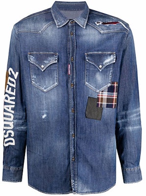 DSQUARED2 Kemeja Denim Lengan Panjang Distressed Biru. S71DM0480S30341-470 Order DSQUARED2 Kemeja Denim Lengan Panjang Distressed Biru. S71DM0480S30341-470