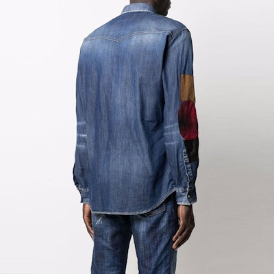 DSQUARED2 Kemeja Denim Lengan Panjang Distressed Biru. S71DM0480S30341-470 Shop DSQUARED2 Kemeja Denim Lengan Panjang Distressed Biru. S71DM0480S30341-470