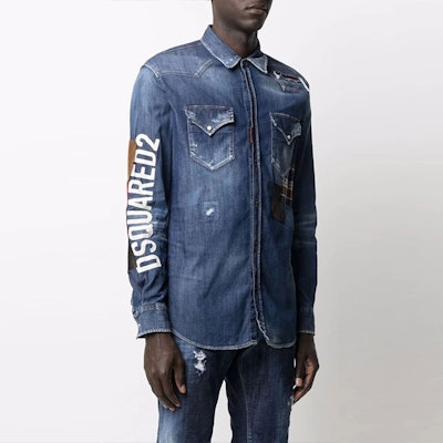 DSQUARED2 Kemeja Denim Lengan Panjang Distressed Biru. S71DM0480S30341-470 Purchase DSQUARED2 Kemeja Denim Lengan Panjang Distressed Biru. S71DM0480S30341-470