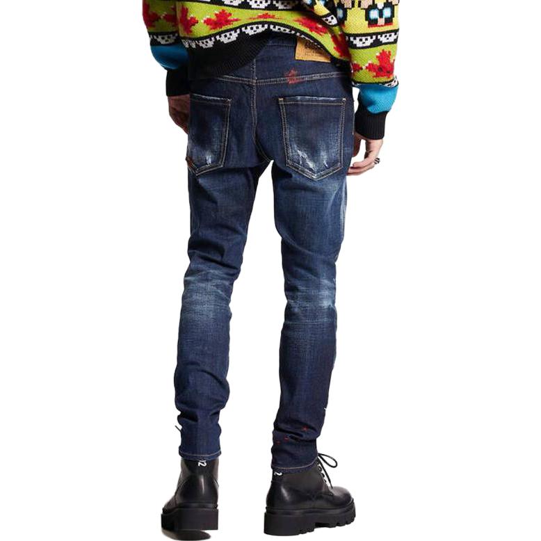 DSQUARED2 Distressed Geometric Embroidery Wash Denim Jeans Men Blue S74LB1392S30664470 圖 4