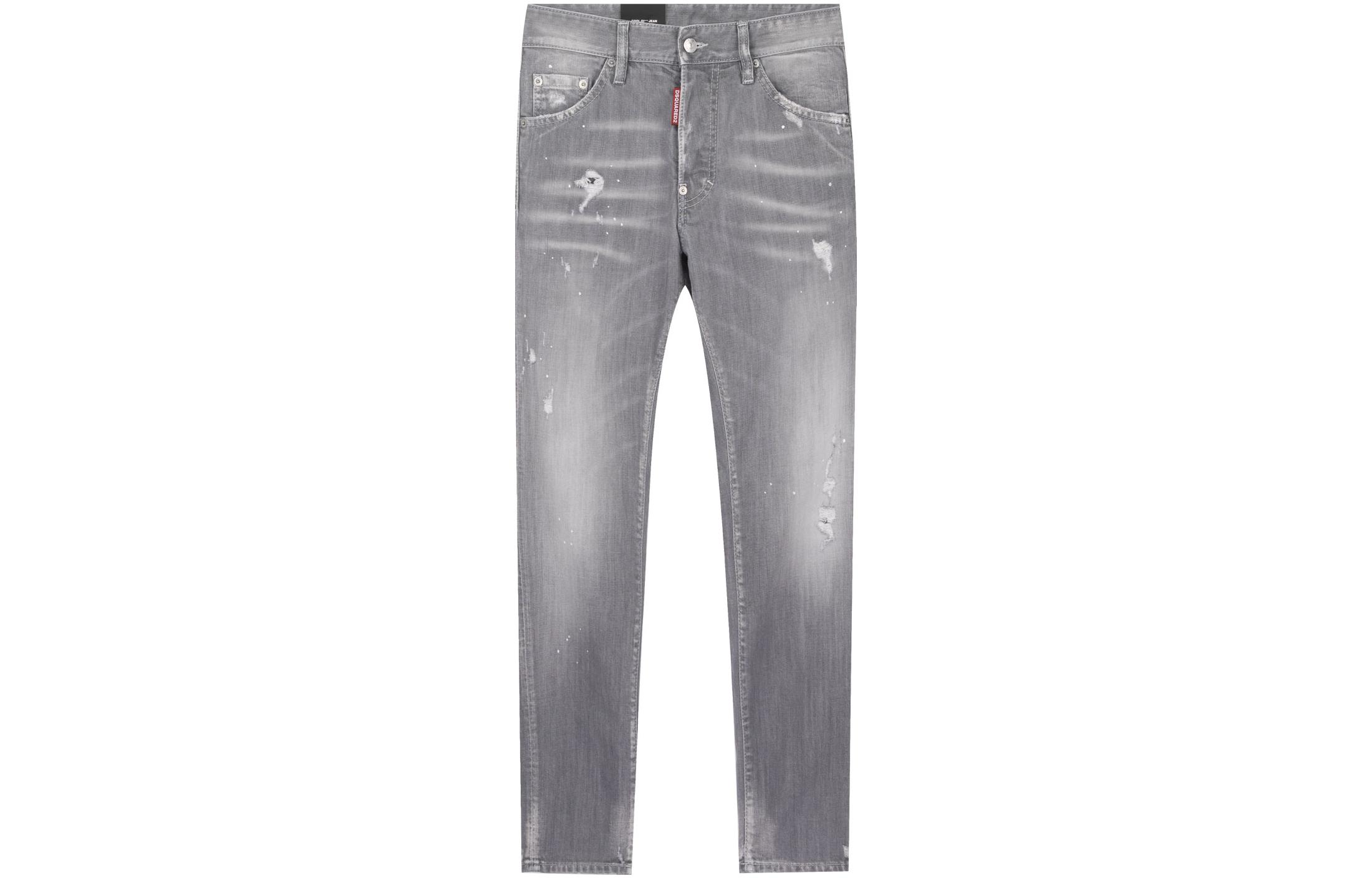 DSQUARED2 Distressed High-Waisted Straight-Leg Jeans Gray Mens. S74LB0474S30260-852