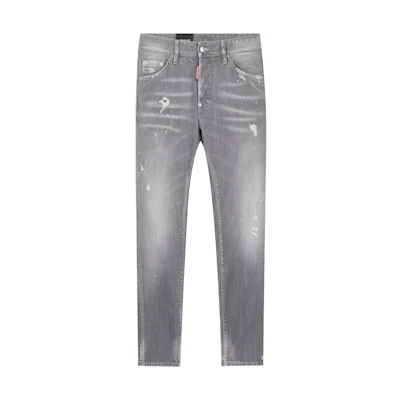 DSQUARED2 Distressed High-Waisted Straight-Leg Jeans Gray Mens. S74LB0474S30260-852