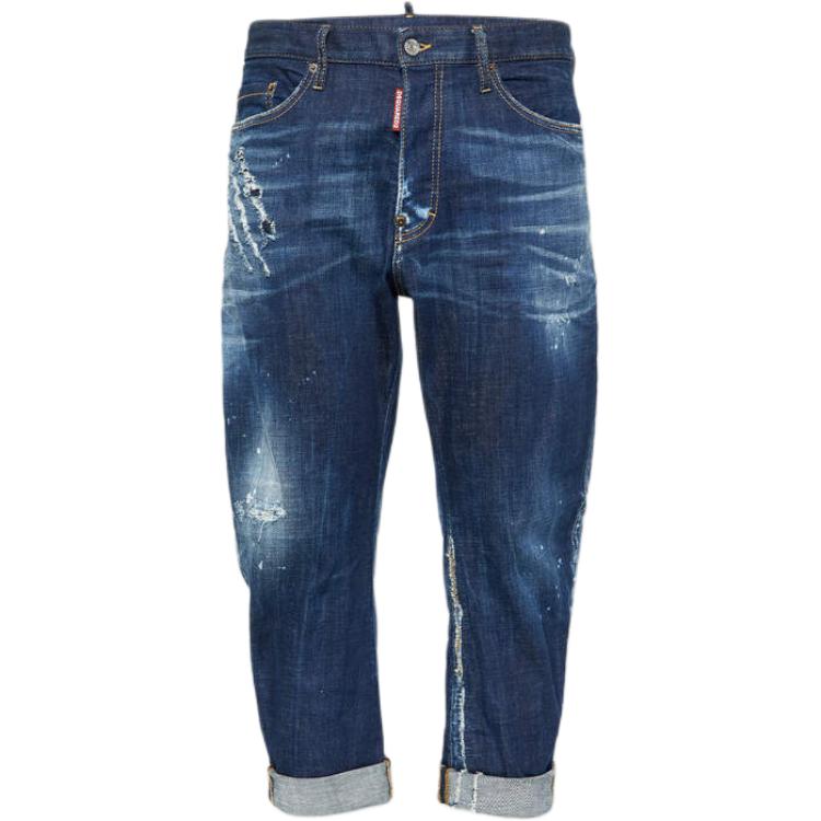 DSQUARED2 Distressed Logo Zip Pocket Jeans Men Navy Blue. S74LB1558S30342-470 圖 2