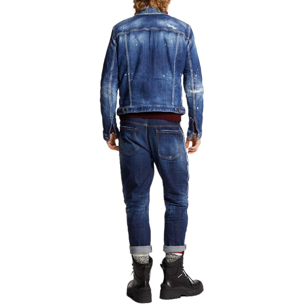DSQUARED2 Distressed Logo Zip Pocket Jeans Men Navy Blue. S74LB1558S30342-470 圖 5