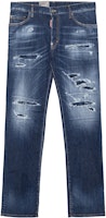 DSQUARED2 Distressed Mid-Rise Slim Straight Jeans Blue Mens. S71LB1263S30789-470 DSQUARED2 Distressed Mid-Rise Slim Straight Jeans Blue Mens. S71LB1263S30789-470