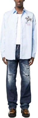 DSQUARED2 男士蓝色做旧直筒修身牛仔裤 中腰款式 S71LB1263S30789-470 Lookbook DSQUARED2 男士蓝色做旧直筒修身牛仔裤 中腰款式 S71LB1263S30789-470