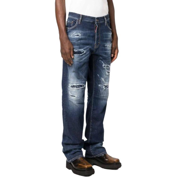 Purchase DSQUARED2 男士蓝色做旧直筒修身牛仔裤 中腰款式 S71LB1263S30789-470