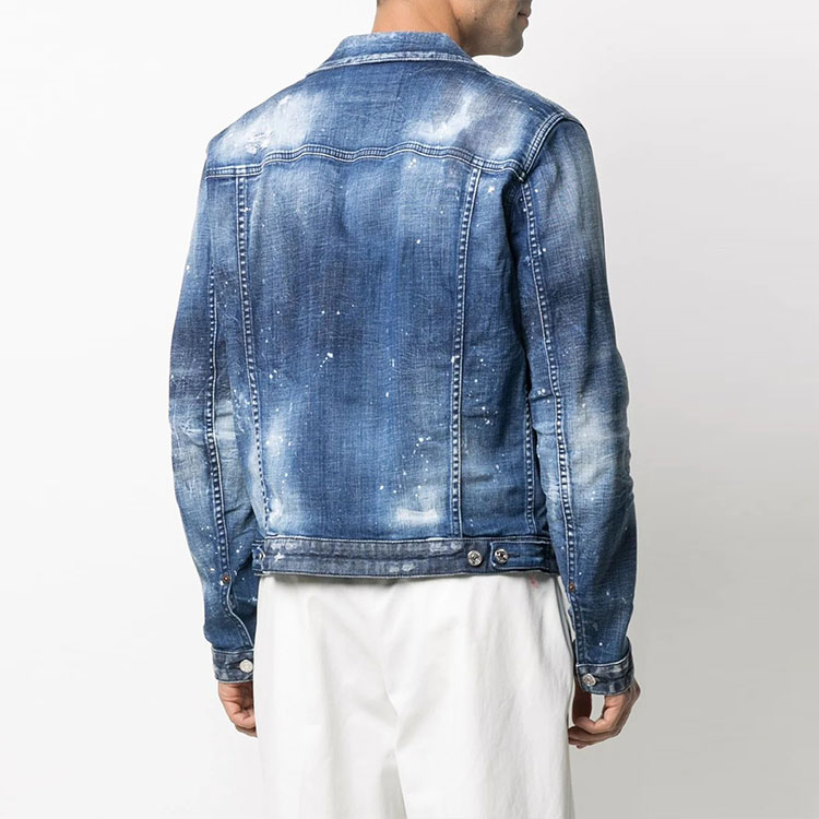 Purchase DSQUARED2 ペイントスプラッター加工デニムジャケット メンズ ブルー S74AM1136S30342-470