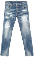 DSQUARED2 Distressed Slim-Fit Mid-Rise Blue Jeans for Men. S79LA0021S30342-470 DSQUARED2 Distressed Slim-Fit Mid-Rise Blue Jeans for Men. S79LA0021S30342-470