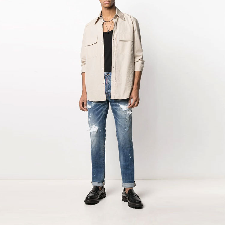 DSQUARED2 Distressed Slim-Fit Mid-Rise Blue Jeans for Men. S79LA0021S30342-470 圖 3