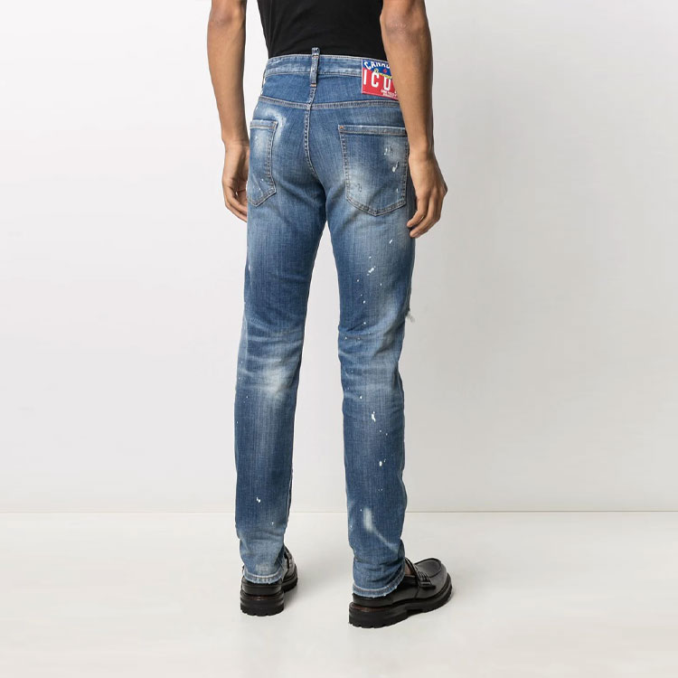 DSQUARED2 Distressed Slim-Fit Mid-Rise Blue Jeans for Men. S79LA0021S30342-470 圖 4