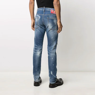 DSQUARED2 Distressed Slim-Fit Mid-Rise Blue Jeans for Men. S79LA0021S30342-470 Shop DSQUARED2 Distressed Slim-Fit Mid-Rise Blue Jeans for Men. S79LA0021S30342-470
