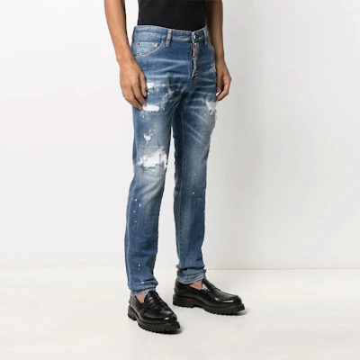 DSQUARED2 Distressed Slim-Fit Mid-Rise Blue Jeans for Men. S79LA0021S30342-470 Purchase DSQUARED2 Distressed Slim-Fit Mid-Rise Blue Jeans for Men. S79LA0021S30342-470