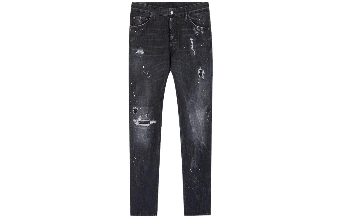 DSQUARED2 Distressed Slim Fit Jeans Men Black Grey Casual Denim. S74LB0489S30357-900