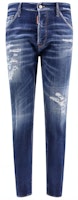 DSQUARED2 Distressed Slim Fit Mid-Rise Blue Jeans for Men S71LB1365S30342-470 DSQUARED2 Distressed Slim Fit Mid-Rise Blue Jeans for Men S71LB1365S30342-470