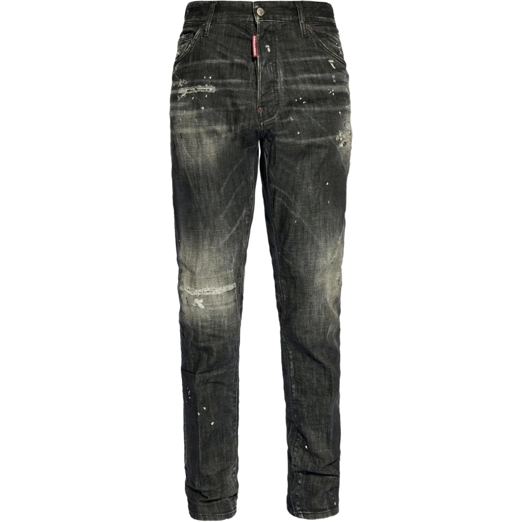 DSQUARED2 Distressed Straight Fit Zipper Jeans Men’s Black S71LB1459S30357-900