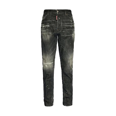 DSQUARED2 Distressed Straight Fit Zipper Jeans Men’s Black S71LB1459S30357-900