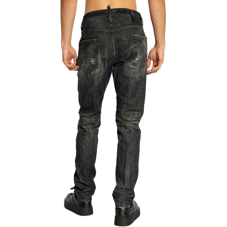 DSQUARED2 Distressed Straight Fit Zipper Jeans Men’s Black S71LB1459S30357-900 圖 4