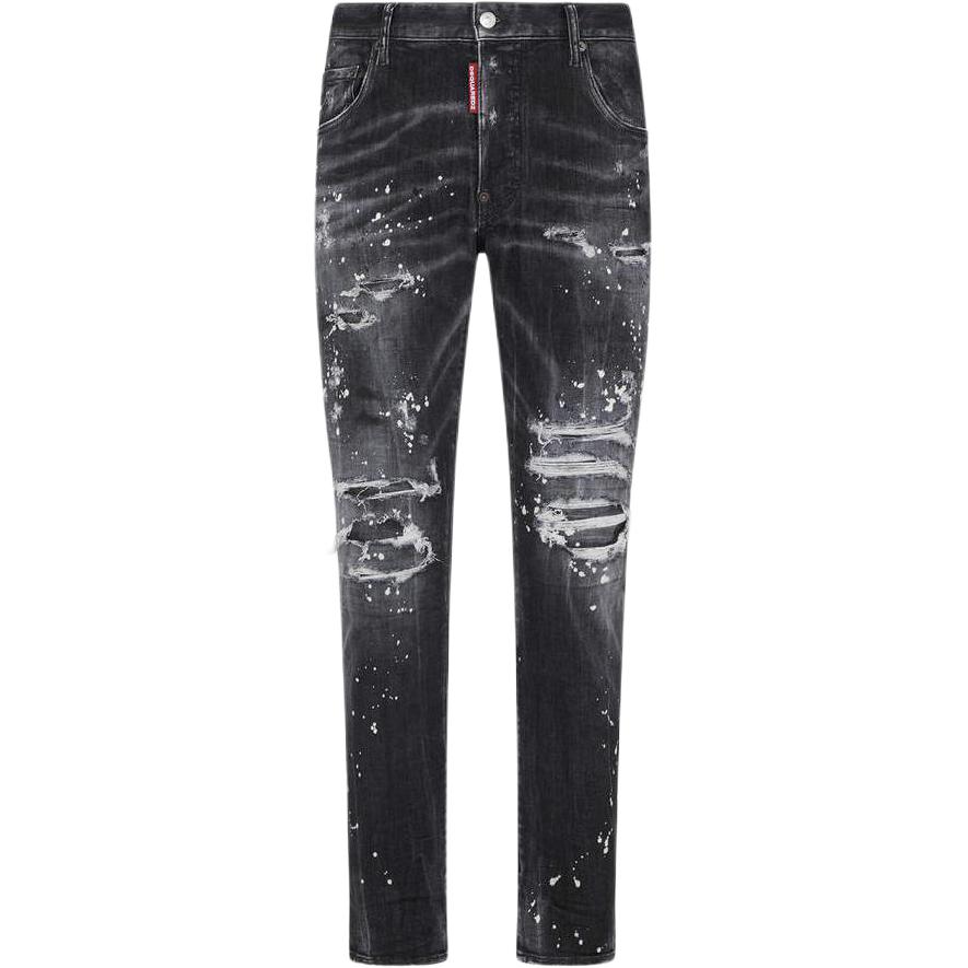 DSQUARED2 Distressed Zipper Straight-Leg Mid-Rise Jeans Men Black S74LB1430S30503-900