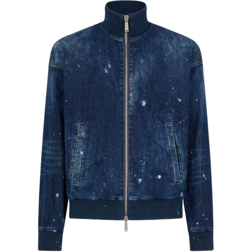 Dsquared2 Embroidered Logo Zip-Up Jacket Navy Blue Mens S74AM1472S30805-470