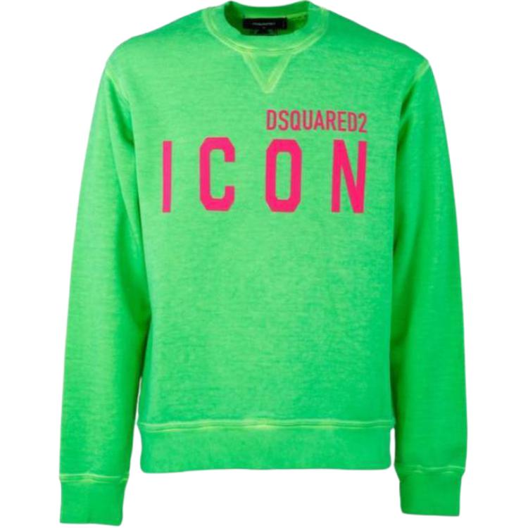 Dsquared2 Fluorescent Green Logo Print Long-Sleeve Sweatshirt. S79GU0119S25030-910