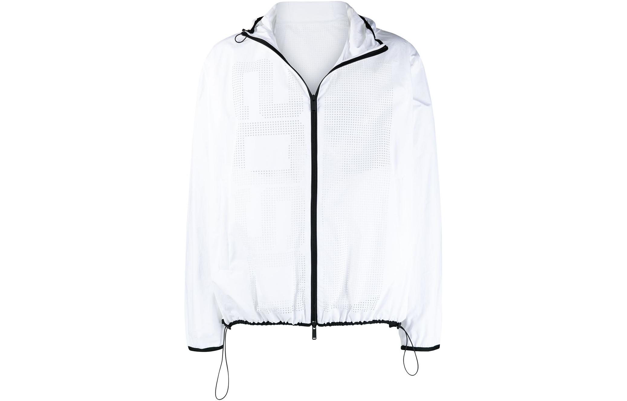 DSQUARED2 FW19  White Logo Print Windbreaker Jacket. S74AM1164S53579-100