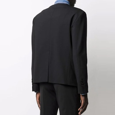 DSQUARED2 FW21 Jaket Blazer Butang Hitam Denim Patchwork. S71BN0858S40320-900 Shop DSQUARED2 FW21 Jaket Blazer Butang Hitam Denim Patchwork. S71BN0858S40320-900