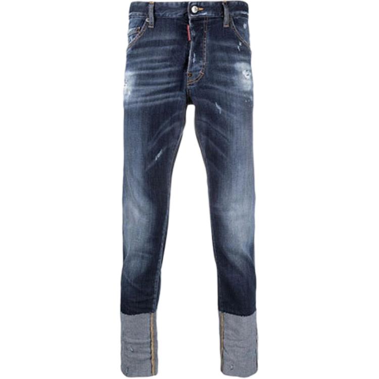 DSQUARED2 FW21  Distressed Cuffed Jeans Blue Denim. S71LB0904S30708-470