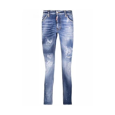 DSQUARED2 FW21 Distressed Slim-Fit Jeans Blue S74LB0971S30342-470